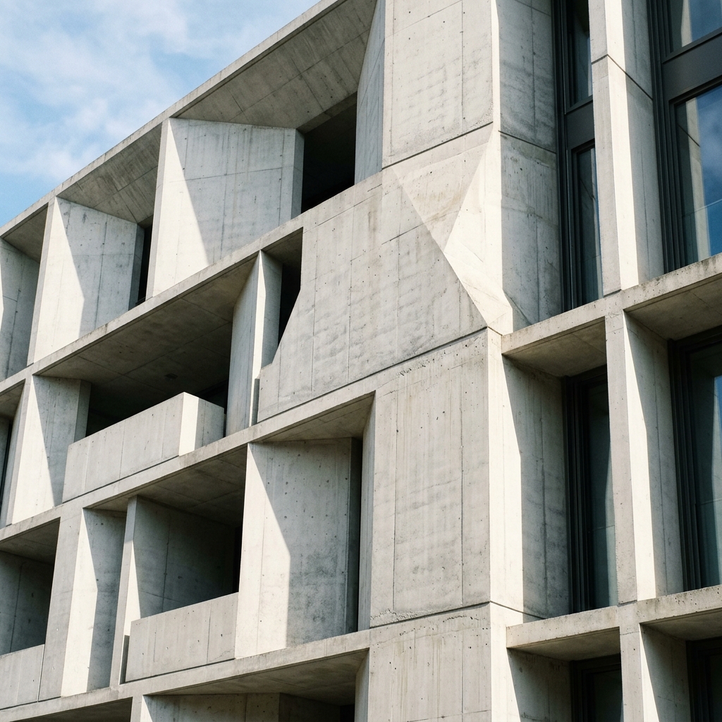 Close up architectural concrete building facade