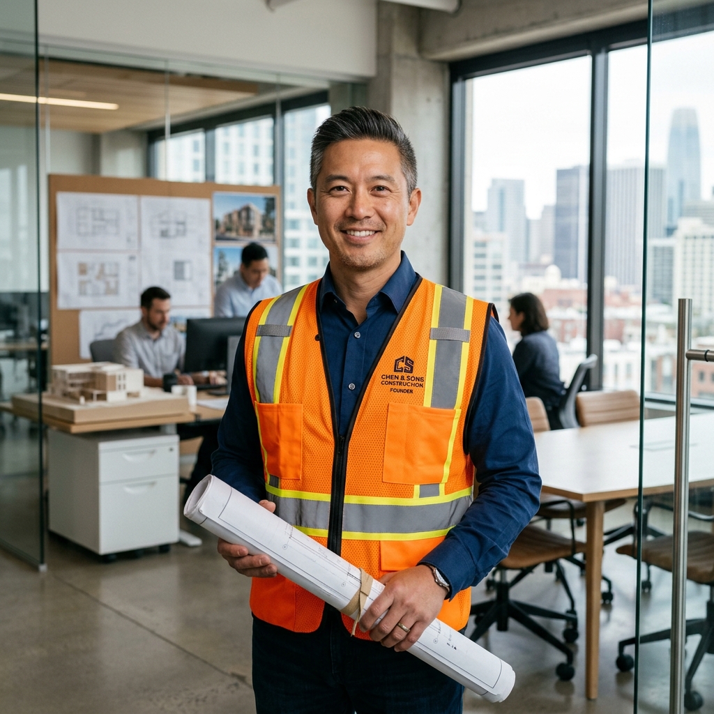 Founder & CEO John Doe smiling in high-end architect office